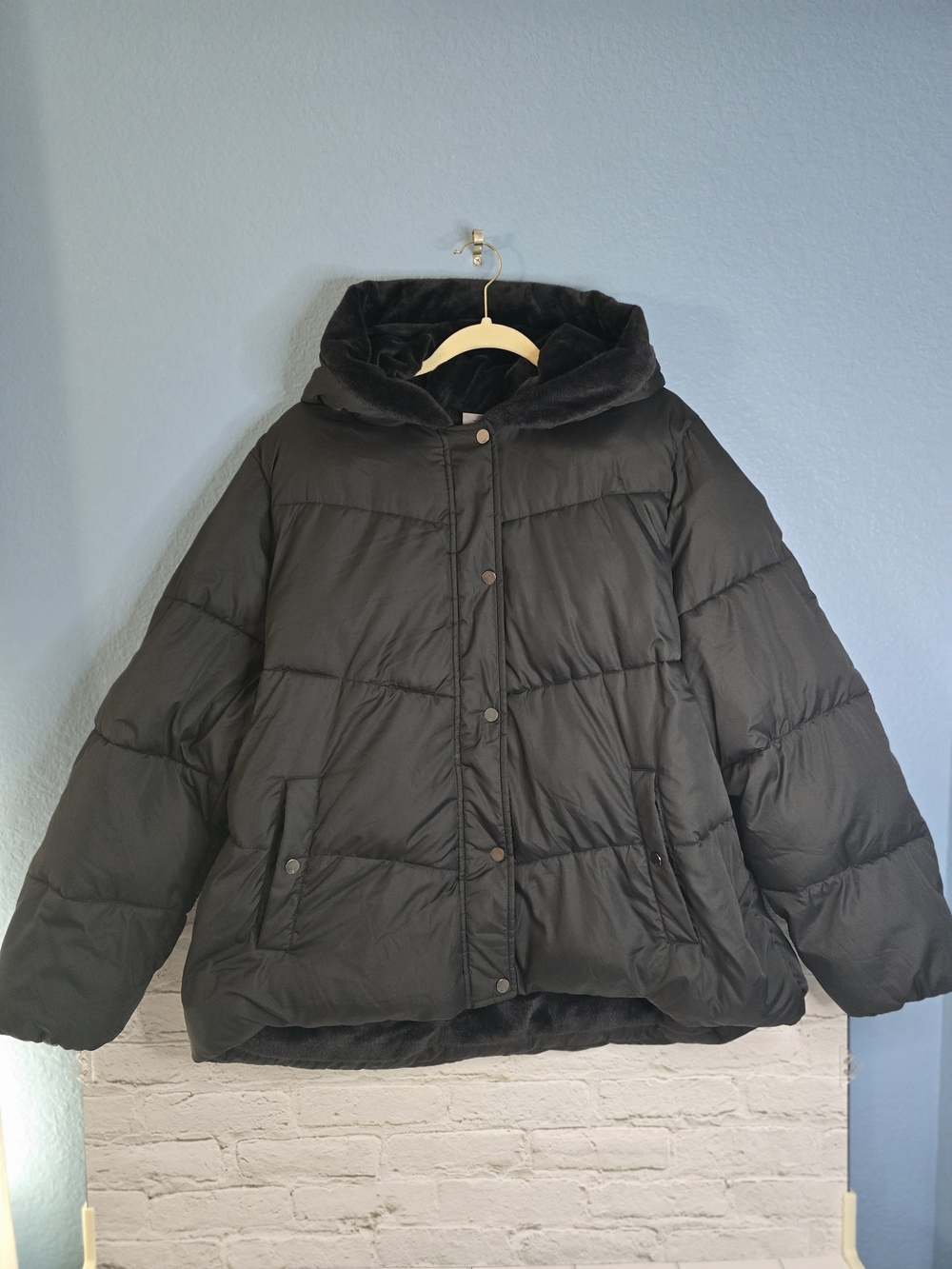 32 Degrees Black Hooded Women's Puffer Coat